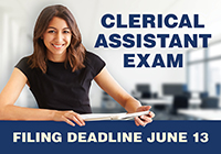Clerical Exam Deadline June 13