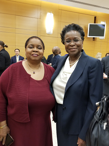 The Justices Hall:  Retiring Justice L. Priscilla Hall (right) with her sister, Honorable Shevlin Louise Marie Hall, who sits as an Appellate Judge on the Illinois First District Appellate Court.