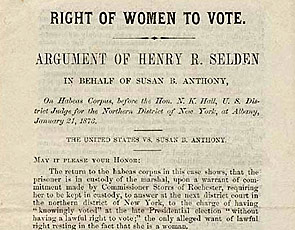Selden argument defending Susan B. Anthony