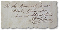 Johnson to Kent inscription